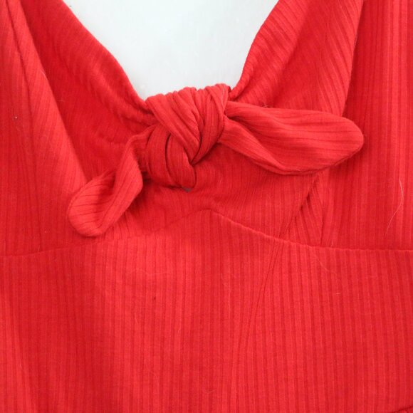 Xhilaration Red Ribbed Romper w/ Bow Detail | Size Small ❤️👗 - Picture 5 of 8